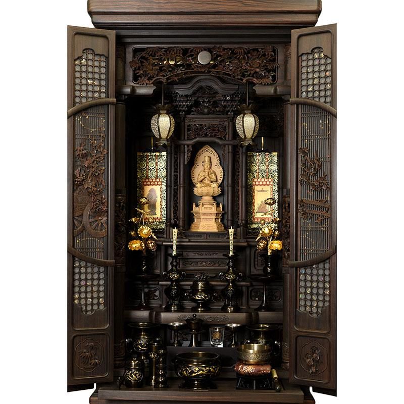 仏具セット　1 (仏具、仏壇) Amazon｜松山神仏具店 ミニ仏壇 仏具セット 14号 桜 上置き