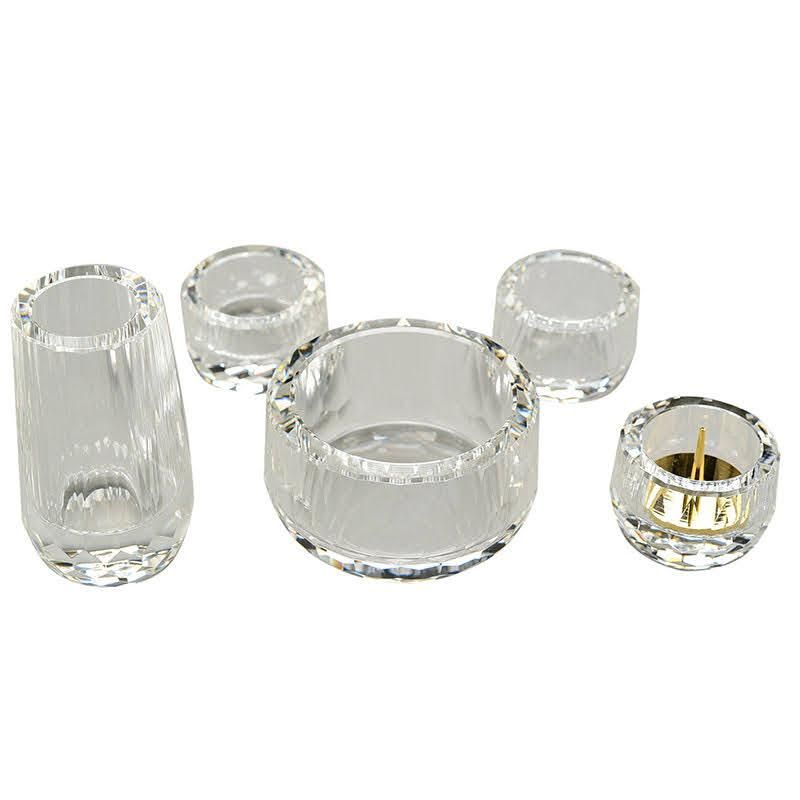 クリスタル仏具 セット　2 (仏具、仏壇) お仏壇を明るくする【クリスタル仏具5点セット】クリア（透明）化粧