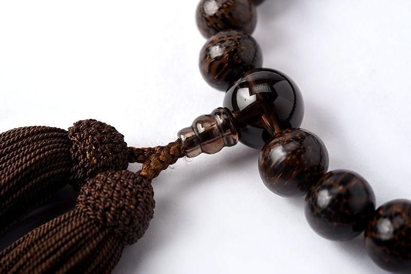 全宗派】 片手念珠・略式数珠 ビンロウ樹に茶水晶 (男性用/22玉