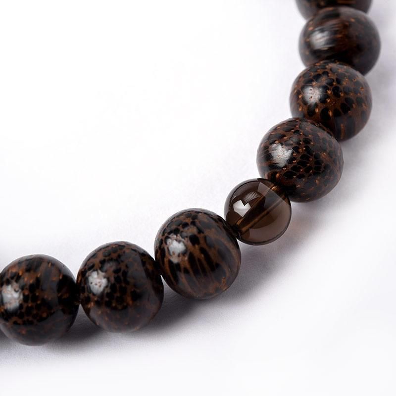 全宗派】 片手念珠・略式数珠 ビンロウ樹に茶水晶 (男性用/22玉