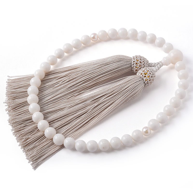 清楚な白珊瑚百八珠念珠 全ての宗派で使用可能 女性用 10253 - その他
