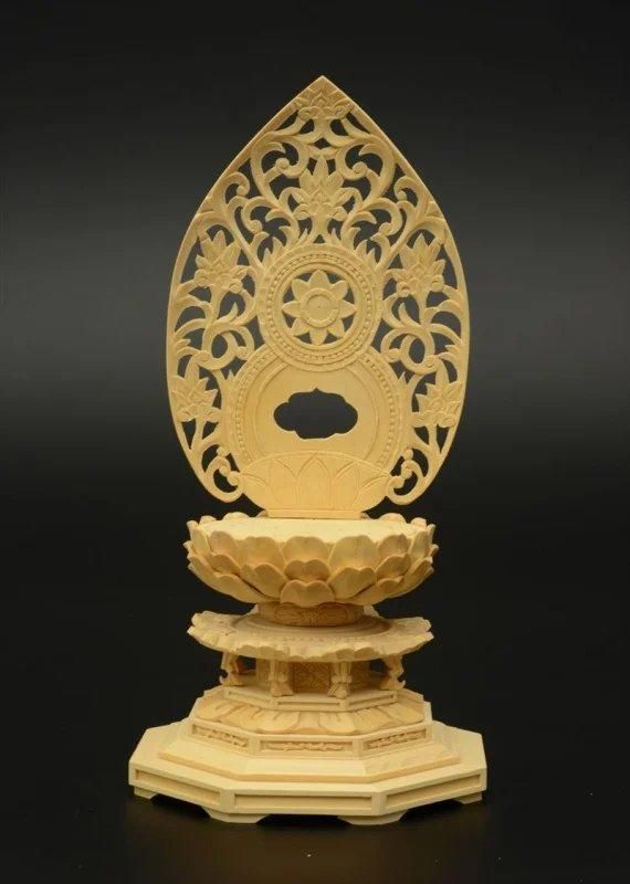 天台宗】白木製 阿弥陀如来(座像/2.5寸) 八角台座 唐草光背 仏像