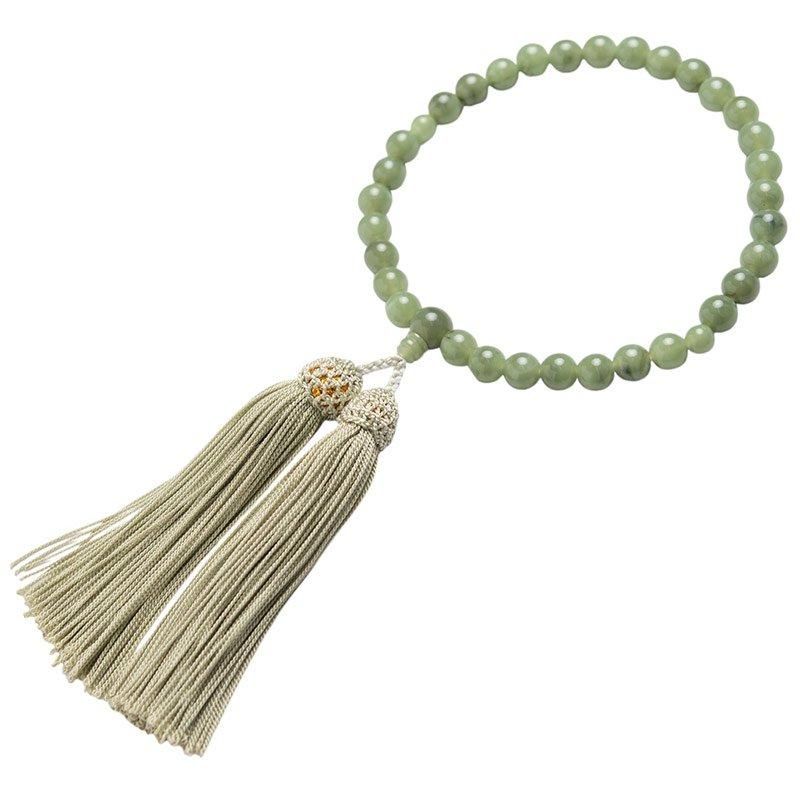 全宗派】 片手念珠・略式数珠 PC翡翠 ヒスイ (女性用/玉径8