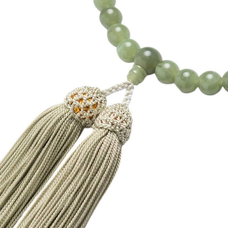 全宗派】 片手念珠・略式数珠 PC翡翠 ヒスイ (女性用/玉径8ミリ)通夜