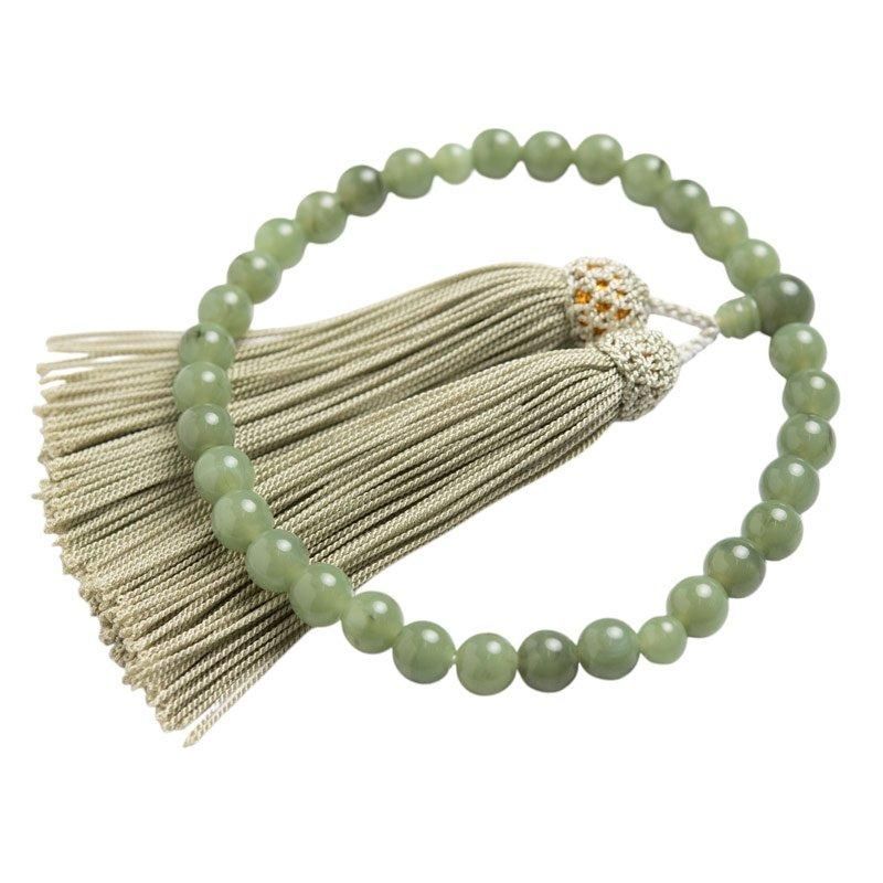 全宗派】 片手念珠・略式数珠 PC翡翠 ヒスイ (女性用/玉径8ミリ)通夜