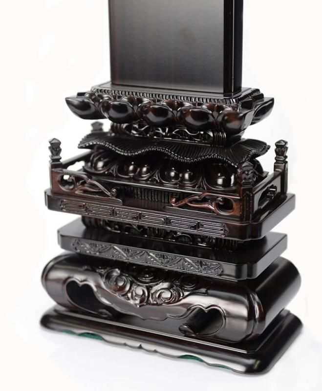 全宗派】銘木位牌 黒檀 切高欄（4寸～6寸） 唐木位牌 文字入れ