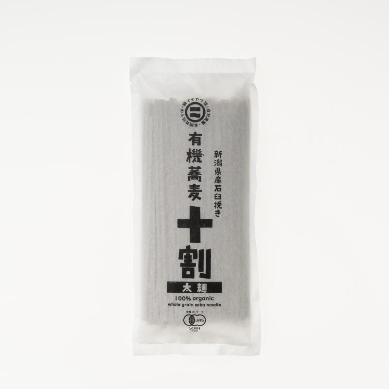 お得】太麺！！有機蕎麦 十割１ケース180g×12ヶ入り 新潟県産石臼挽き