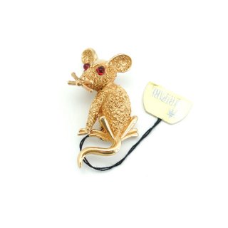 TRIFARI（トリファリ）☆ゴールドマウス 小さなネズミのヴィンテージ・ブローチ【半タグ付】