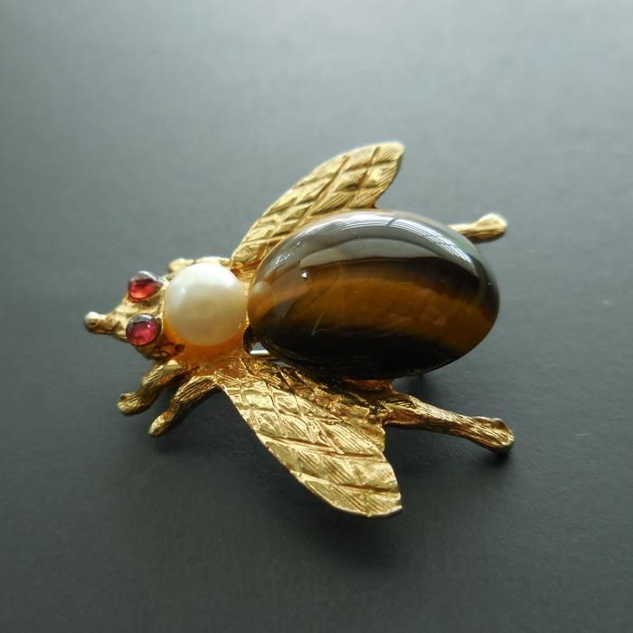 SWOBODA（スワボダ）☆タイガーアイとガーネット 天然石ミツバチ 蜂の