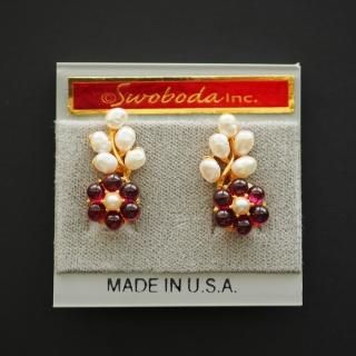 VINTAGE デッドストック カラフル ピアス2点セット グリーン ブラウン VINTAGE デッドストック カラフル ピアス2点セット グリーン
