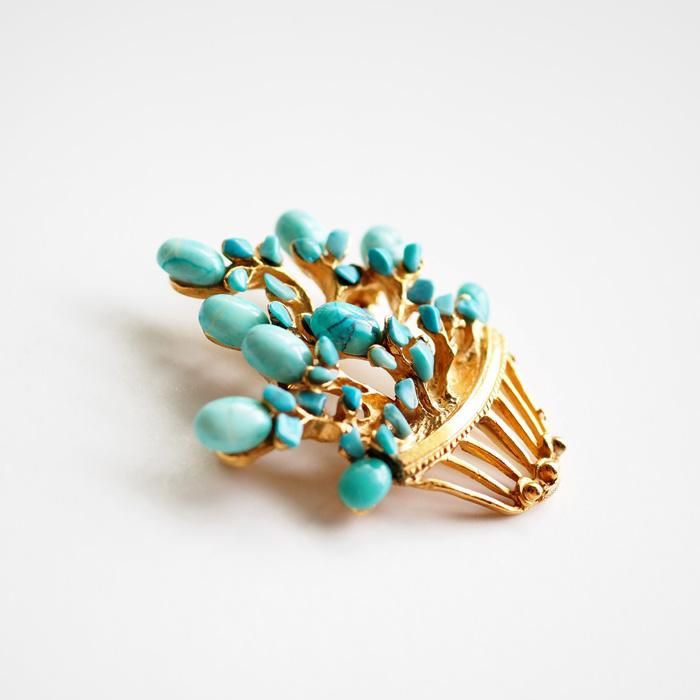 SWOBODA（スワボダ）☆ターコイズ 天然石フラワーポット ／バスケット