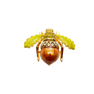 JOAN RIVERS（ジョーン・リバーズ）☆ドングリのミツバチ 蜂のヴィンテージ・ブローチ【オリジナルボックス＋ポーチ付】