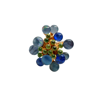 SWOBODA（スワボダ）☆天然石ブルーオパールとペリドット バブルのお花と実の指輪 ヴィンテージ・アジャスタブル・リング【デッドストック・タグ付】