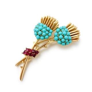 レア　TRIFARI ヴィンテージ　ターコイズ　カボション ブローチ 77989868_o1.jpg?20140721084843