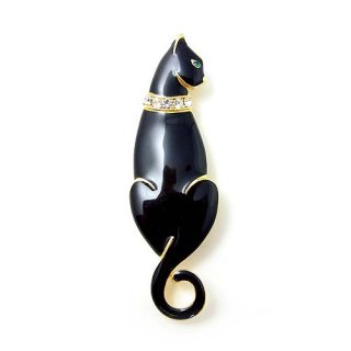 TRIFARI（トリファリ）☆エナメルブラック 黒猫のブローチ