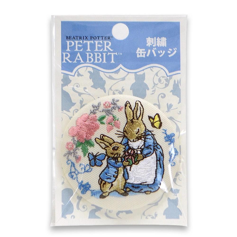 刺繍缶バッジ （ホワイト） S02B1818 PR - ピーターラビット