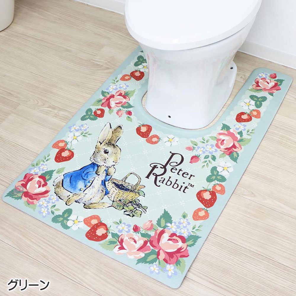 PVCトイレマット（イチゴ）グリーン　60×90cm　1126052　PR - ピーターラビットグッズ 公式オンラインショップ