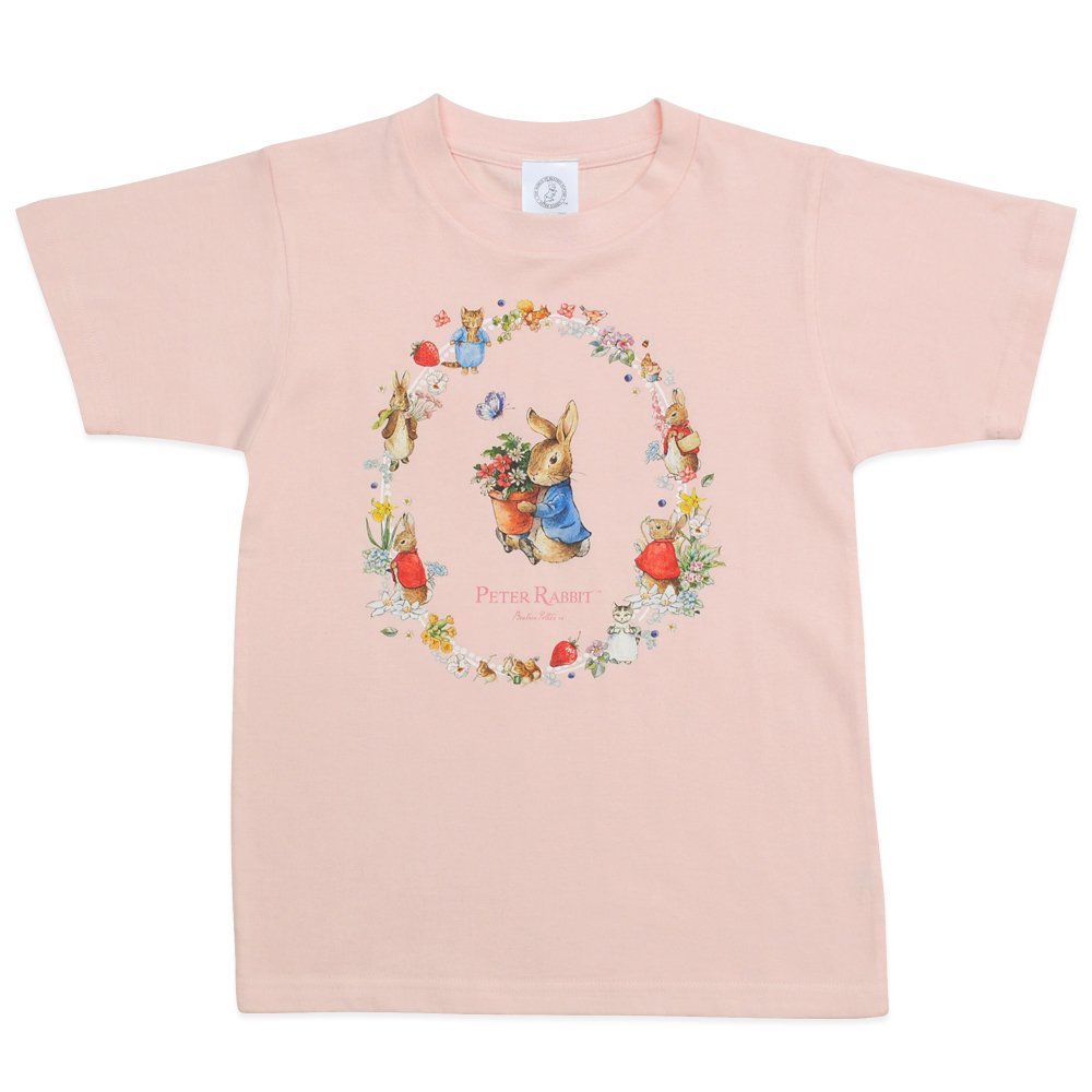 キッズTシャツ　（フラワー＆ストロベリー）　ピンク　110cm　　PR - ピーターラビットグッズ 公式オンラインショップ