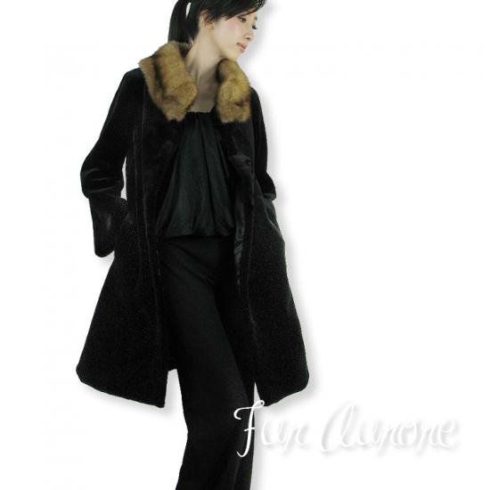 上質ミンクコート シェアードミンク 毛皮ファーコート 黒【お買い得♩】-