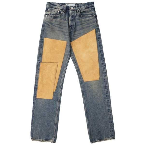 DAIRIKU Leather Patch Work Denim Pants