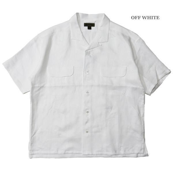 トップス Nigel Cabourn Open Collar Shirt Nigel Cabourn Open Collar Shirt - Khaki Linen Twill