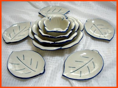 昭和レトロ食器 段重ね花びら大 小鉢4枚 木の葉取り皿5枚のセット