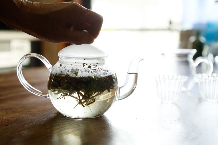 発酵 野草茶を蒸らしている