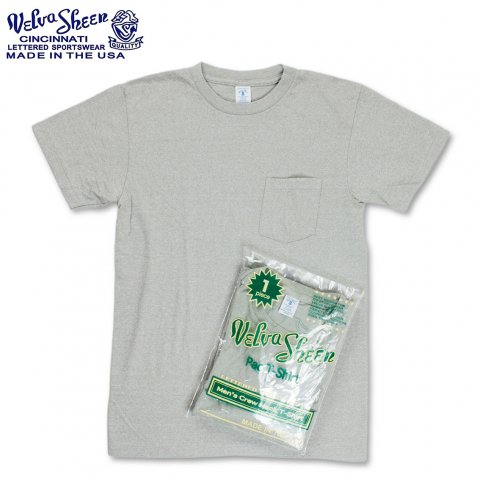 [Velva Sheen / ベルバシーン] <br>1PAC MOCK TWIST Tシャツ ポケット付 クルーネック アメリカ製 グレー