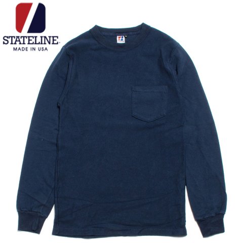 <img class='new_mark_img1' src='https://img.shop-pro.jp/img/new/icons20.gif' style='border:none;display:inline;margin:0px;padding:0px;width:auto;' />STATELINE 7.25oz RUGBY ステートライン ロングスリーブ Tシャツ ポケット付き アメリカ製 ネイビー