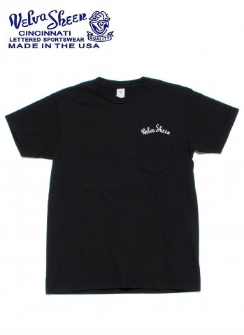 [Velva Sheen / ベルバシーン] <br>Tシャツ ポケット付き クルーネック ロゴ刺繍入り アメリカ製 ブラック