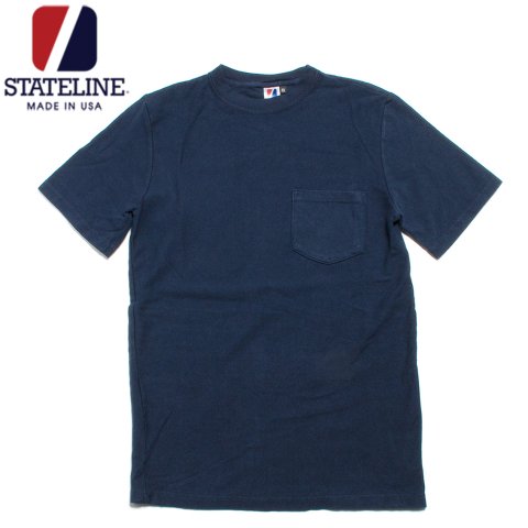 [STATELINE / ステートライン] <br>7.25oz RUGBY Tシャツ ポケット付き アメリカ製 ネイビー
