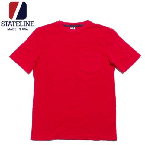 [STATELINE / ステートライン] <br>7.25oz RUGBY Tシャツ ポケット付き アメリカ製 レッド