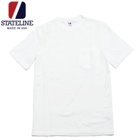 [STATELINE / ステートライン] <br>7.25oz RUGBY Tシャツ ポケット付き アメリカ製 ホワイト