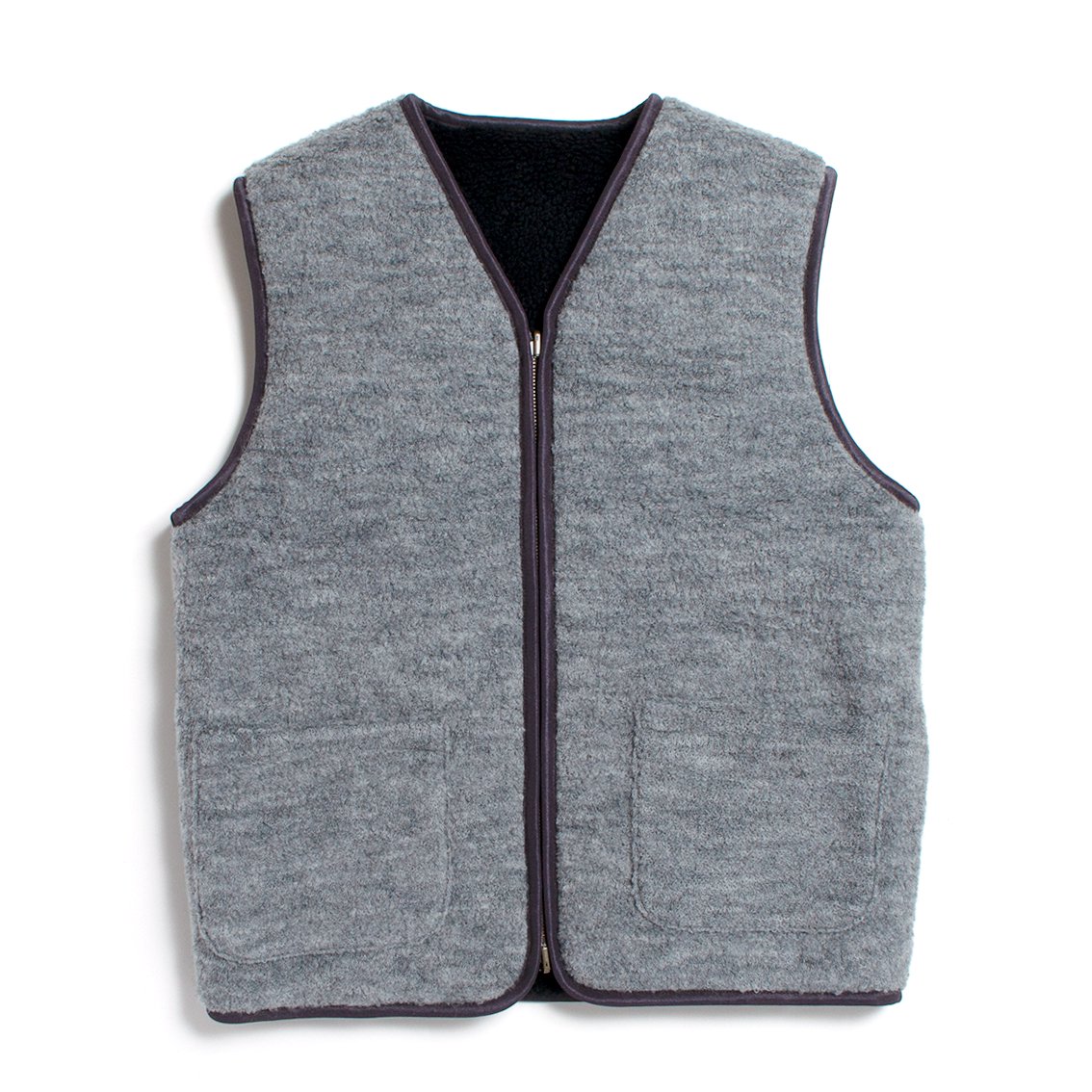 RIDING HIGH / ライディング ハイ] PILE BOA REVERSIBLE VEST パイル ＆ ボア リバーシブル ベスト ウール  日本製 ミックスグレー - HARTLEY