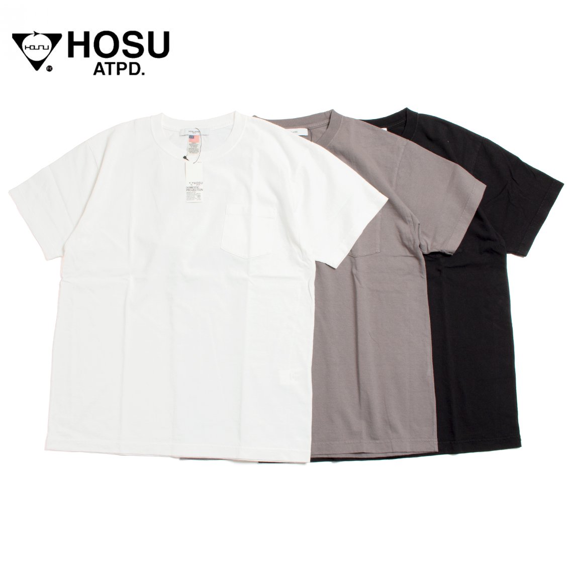 [HOSU / ホス] USAコットン ポケット Tシャツ 半袖 OLT-004 日本製 