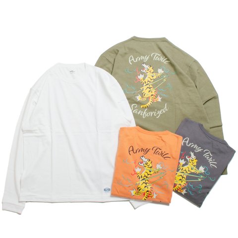 [ARMY TWILL / アーミーツイル] <br>14OE JERSEY LS TEE TIGER ロングスリーブ Tシャツ バックプリント タイガー 