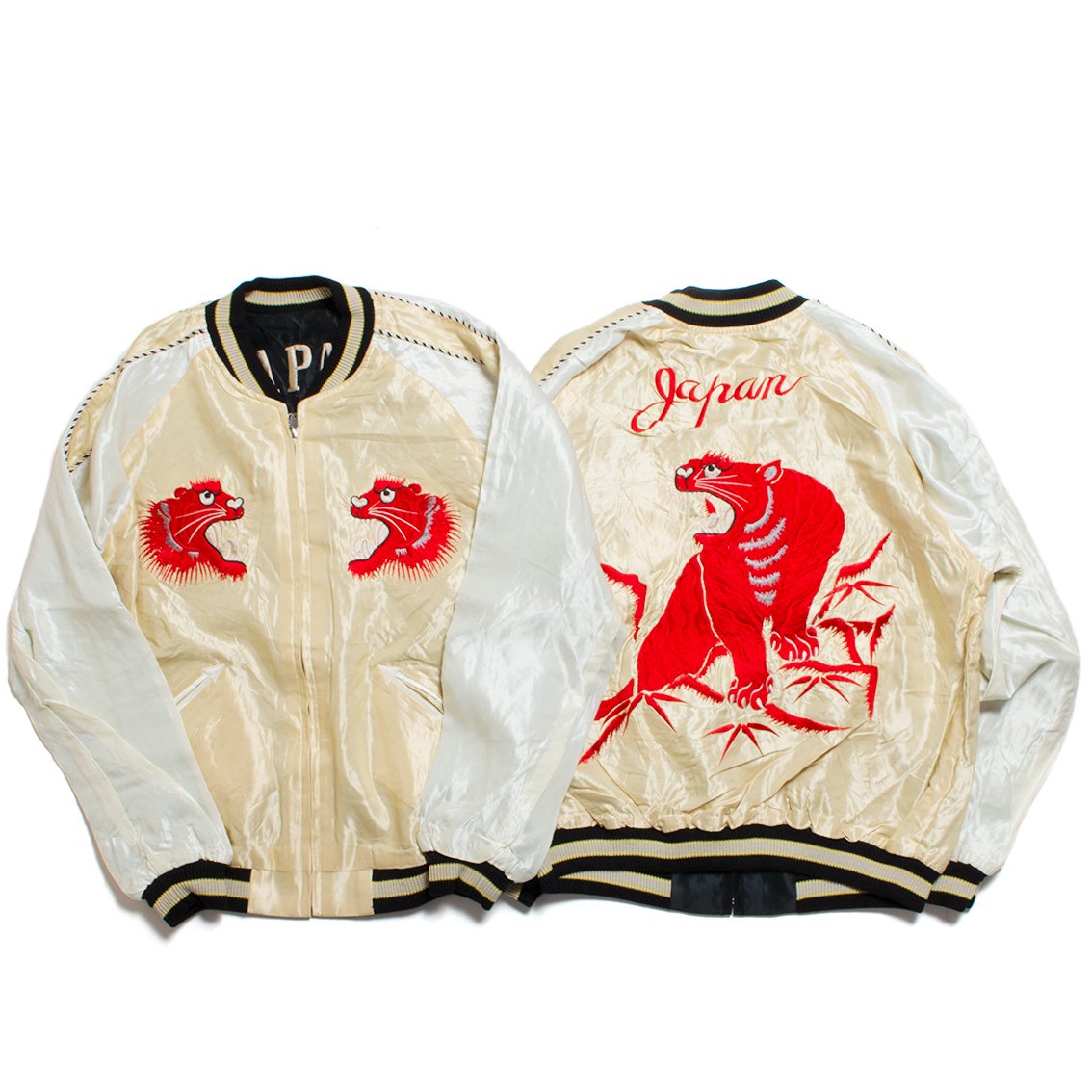 TAILOR TOYO テーラー東洋] Early 1950s Mid 1950s Souvenir Jacket スカジャン RED  TIGER × GOLD DRAGON HARTLEY