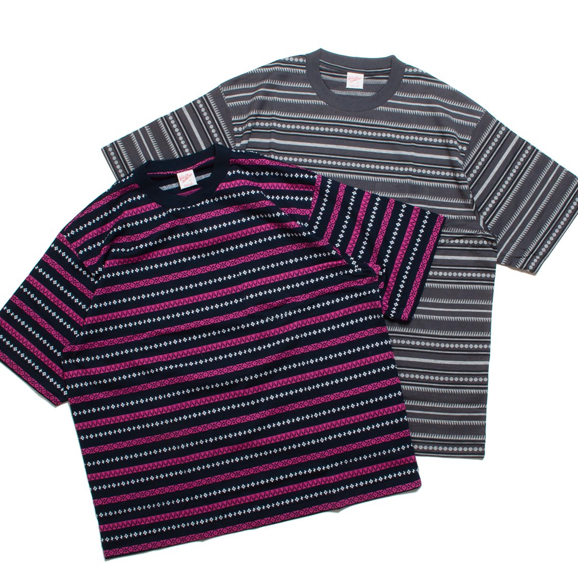 Velva Sheen / ベルバシーン] JACQUARD MULTI BORDER BIG TEE ジャ