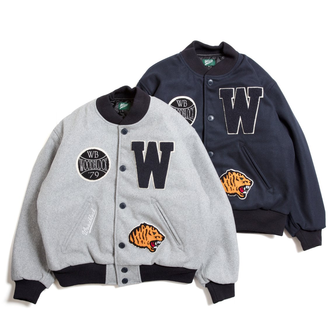 WOODBLOCK ウッドブロック | CHENILLE PATCHED MELTON VARSITY JACKET ...