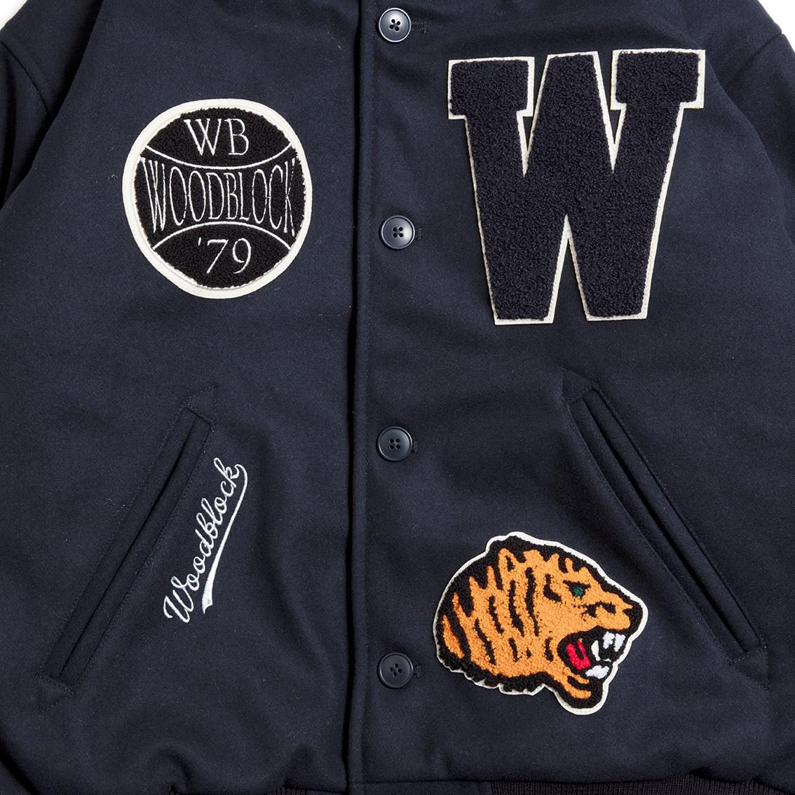 WOODBLOCK ウッドブロック | CHENILLE PATCHED MELTON VARSITY WOODBLOCK ウッドブロック | CHENILLE PATCHED MELTON VARSITY