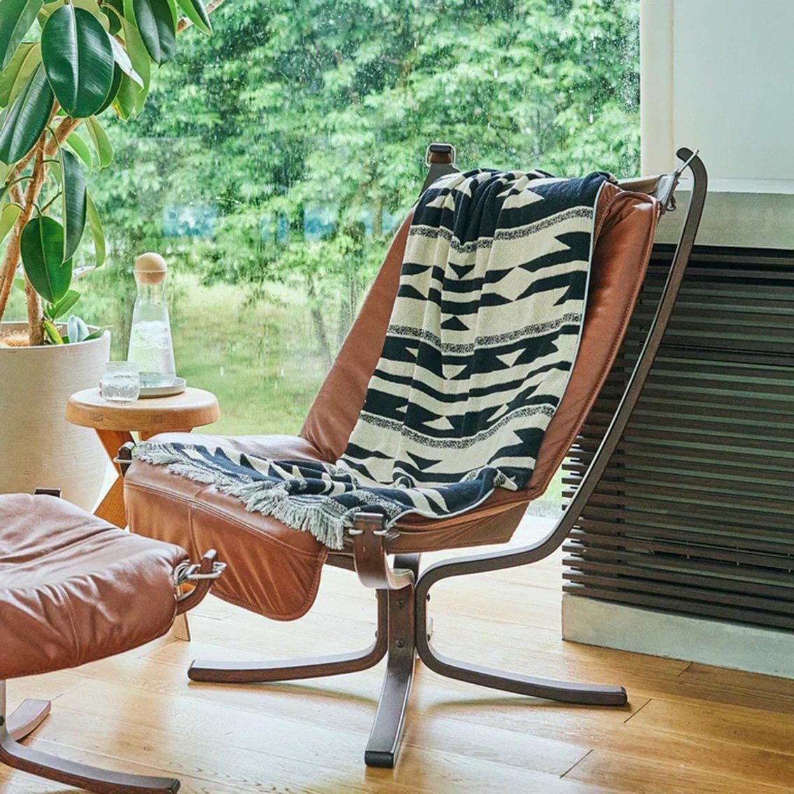 BasShu / バッシュ]COTTON PILE BLANKET NATIVE MOTIF コットン