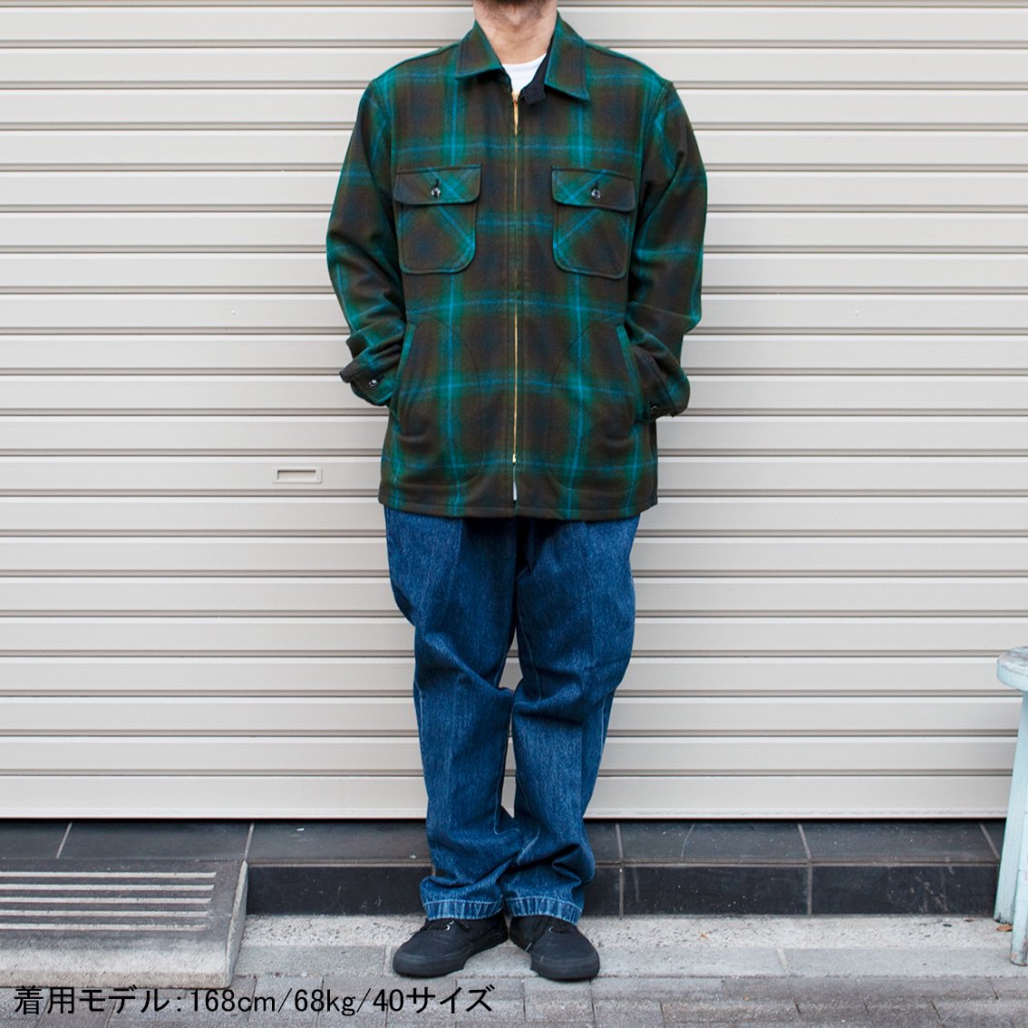 SUGAR CANE / シュガーケーン] FICTION ROMANCE 8oz. OMBRE CHECK ZIP SHIRT オンブレチェック  ジップシャツ SC15644 - HARTLEY