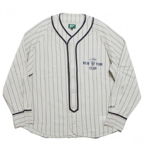 [WOODBLOCK / åɥ֥å]<br> NEW NEW YORK CLUB PINSTRIPE BASEBALL SHIRT ١ܡ륷