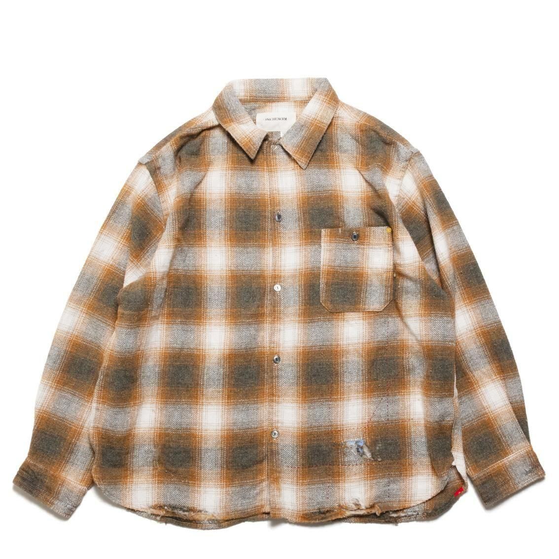 ANACHRONORM / アナクロノーム]OMBRE CHECK DAMAGED WIDE FLANNEL