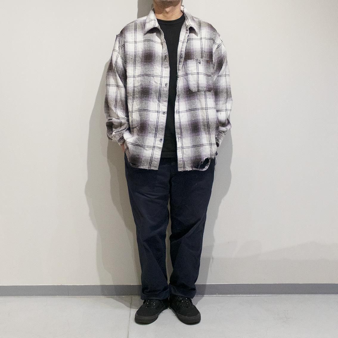 ANACHRONORM / アナクロノーム]OMBRE CHECK DAMAGED WIDE FLANNEL
