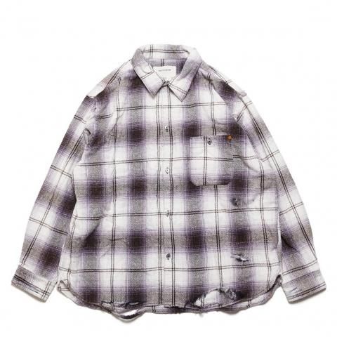 [ANACHRONORM / ʥΡ]<br>OMBRE CHECK DAMAGED WIDE FLANNEL SHIRTS 磻ɥͥ륷 AN390 ѡץ