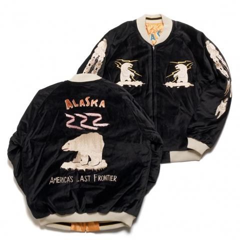 [TAILOR TOYO / ơ顼]<br>Late 1950s Style Velveteen Souvenir Jacket POLAR BEAR  ALASKA MAP TT15792