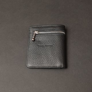 TEARS OF SWAN-ALL BLACK LEATHER ZIP CARD CASE