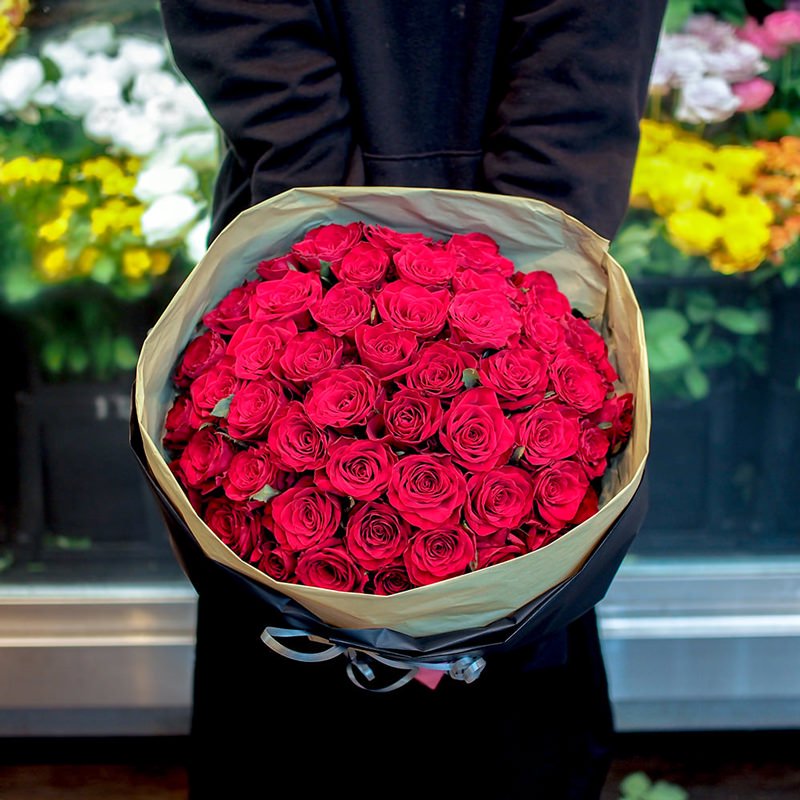 赤バラの花束 ブーケタイプ 祇園 河原町の花屋フラワー バルーンblossom 京都店