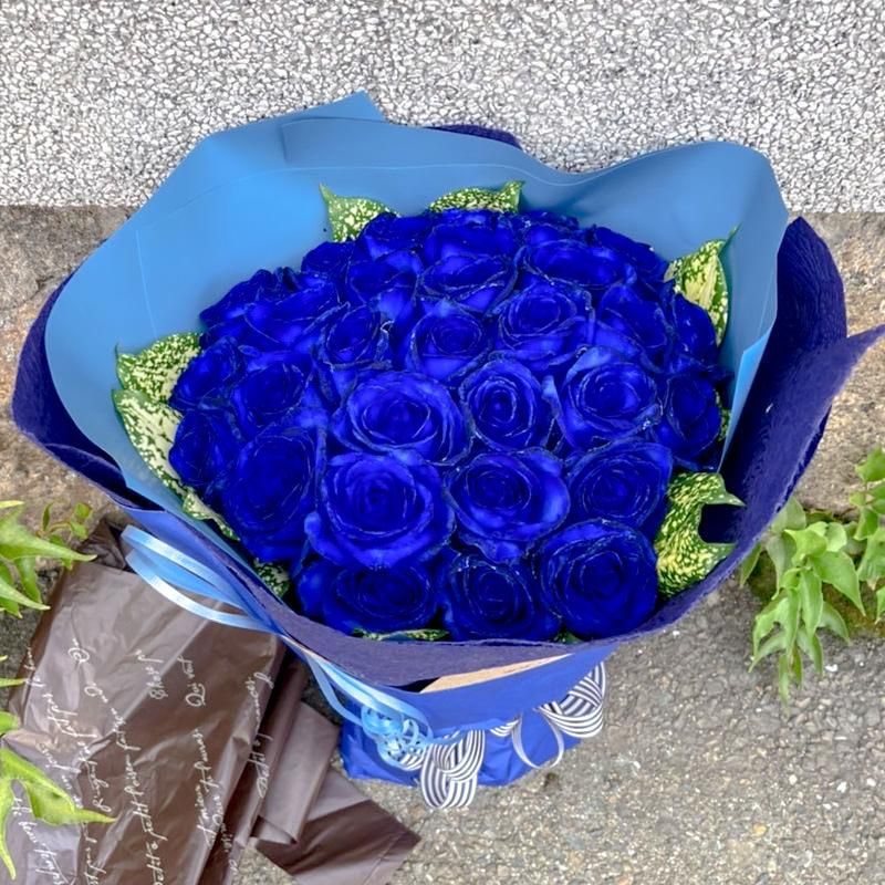 青バラの花束 ブーケタイプ | 京都祇園・河原町の花屋 フラワー